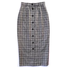 New Vintage Women’s JH Collectables Wool Knit Pencil Skirt Black Cream Plaid 4