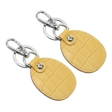 Leather Key Fob, Genuine Leather Keys Cover RFID Key Fob Protector 2 Yellow
