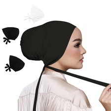 3 PCS Solid Color Muslim Under Scarf Head Hijab Cap Stretchy Sleeping Hat