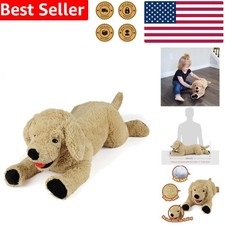 Stuffed Dog Large Beige Golden Retriever Plush Cuddly Comforting Support Animal