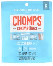 Chomps Sea Salt Beef Mini Sticks 6 Count Protein Snack 4G