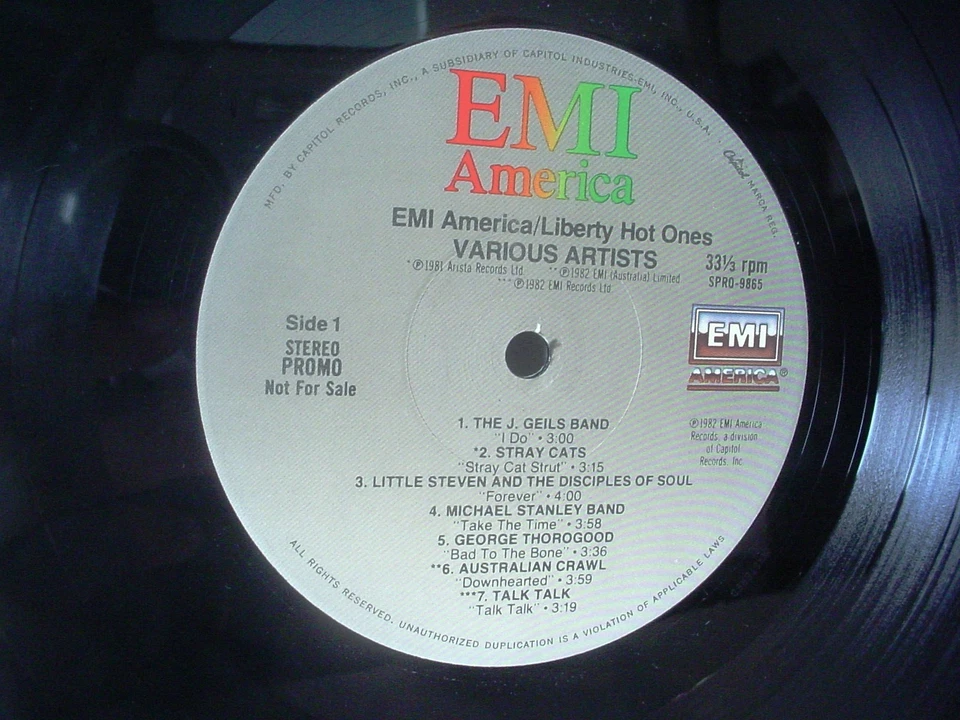 HOT ONES PROMO LP 1982 EMI SPRO-9865 Talk Talk George Thorogood The Stray Cats - Image 3 of 4