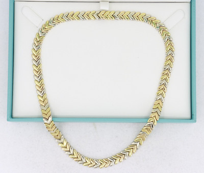 18K Yellow, Rose & White Gold Leaf-Link Necklace, 16'' with Extra Links