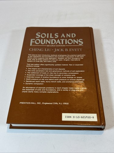 Soils and Foundations Hardcover Cheng Evett Jack B. Liu 1987 Second Edition Book - Bild 6 von 6