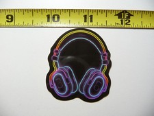 OVER THE EARS HEADPHONES SMALL STICKER DECAL NEON STYLE FUN COLORFUL DECO