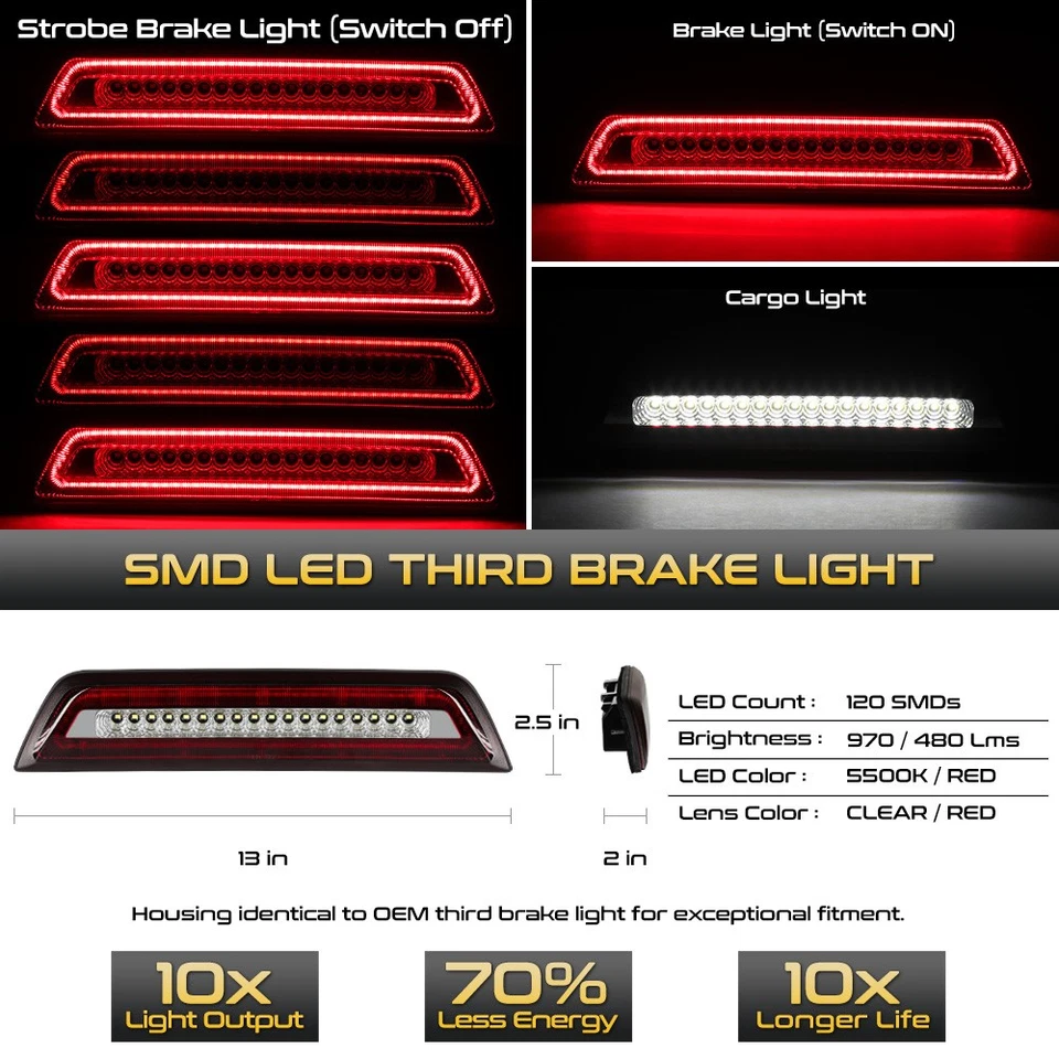 [DOUBLE CAB]Full LED Chrome 3rd Third Brake Tail Light Lamp For 2016-2023 Tacoma Foto 2 de 4