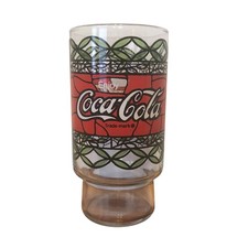 Vintage Coca-Cola Glass Stained Glass Style Footed Collectible Cup