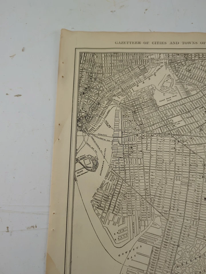 Vintage 1917 KINGS BOROUGH BROOKLYN NY City Map Wall Decor Authentic 15"x10-3/4" - Image 2 of 2