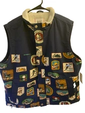 BDG Urban Outfitters Vest Men's Size L Blue Vintage Ski Designs Lined Pocket New