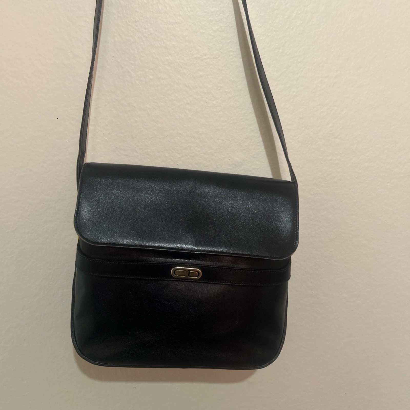 Sac bandoulière Christian Dior cuir noir authentique bs22560
