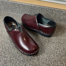Swedish Clogs Troentorp Van Gogh Burgundy Leather Women EU 39 US 8-8.5 Work Shoe