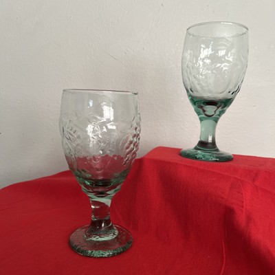 Set Of 2 Vintage Fruit Orchard Wine Glass By Libby Glass Company