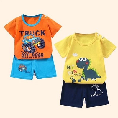 Kids Boys Girls Summer Outfit 2PCS Cotton T-Shirt Shorts Set Toddler Clothes