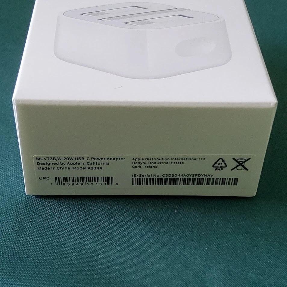 Genuine Official Apple USB-C 20W Power Adapter (UK Plug) - A2344 - New & Sealed - Image 4 of 4