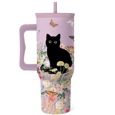 Cat Lover Gifts For Women, Stainless Steel Tumbler With Handle 40 Oz, Best Gi...