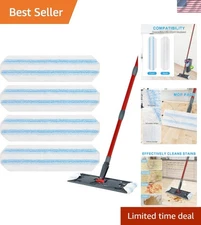 Mop Replacement Pads for Flat Mop Microfiber Reusable Stain Removal 4 Pack
