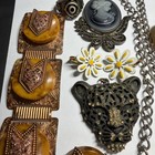 Vintage Jewelry Lot, Bake Light, Earrings& Bracelet, Rhinestones Bowlero, Cameo — photo 4