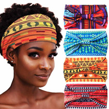 African Headbands Boho Knotted Hairbands Stretch Wide Head Wraps Elastic Yoga...