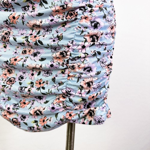 Good Luck Gem Sweetheart Neck Bodycon Floral Mini Dress Light Blue y2k 90s S NWT - Picture 5 of 12