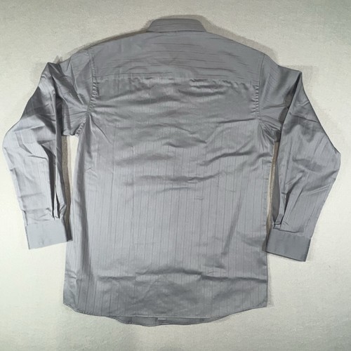 Kenneth Cole Awearness No Iron Slim Fit Dress Shirt 17 - 32/33 Gray Check - Picture 2 of 10