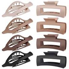 Flat Hair Claw Clips: 8 Pack 4 Inch Neutral Matte French Concord  A. Neutral