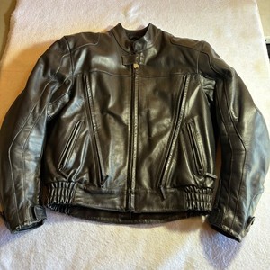 Hein Gericke Speedware Mens Black Leather Motorcycle Jacket Size M Padded