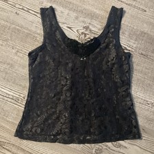 Cinema Etoile Black Lace Tank Top. Camisole. Stretch. Medium. Vintage Style