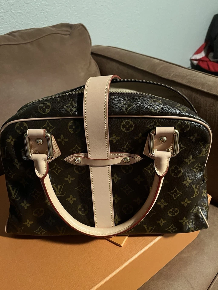 Bolso de Hombro LOUIS VUITTON Manhattan GM Cuero Marrón Auténtico Usado Foto 4 de 4