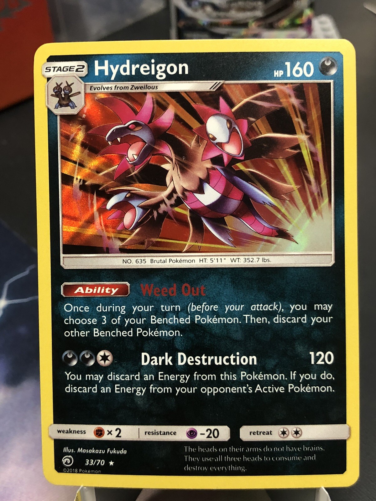 x1 Hydreigon - 33/70 - Holo Rare Pokemon Dragon Majesty M/NM