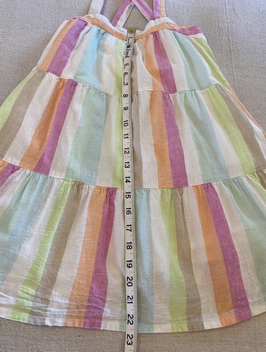 Gap Kids Girls Size M 8-9 Linen Cotton Blend Striped Sundress Lined Peasant/Boho - Picture 7 of 8