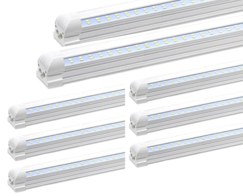 16-Pack 2FT T8 LED Tube Light Fixture 20W Shop Lamps 2600LM 6500K Flat Dual Rows - Picture 2 of 7