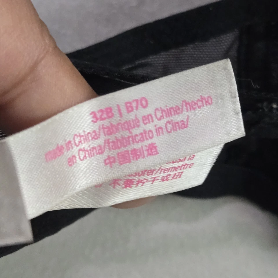 PINK Women Bra 32B Black Date Push Up Underwired Lace Strap - Image 4 of 4