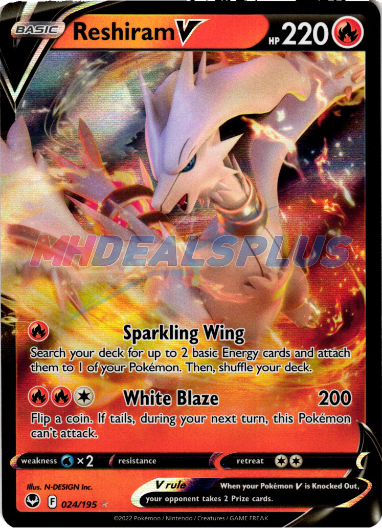 Reshiram V 024/195 - Silver Tempest Ultra Rare Holo Rare V Pokémon Card -  NM/M