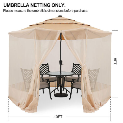 Mosquito Nets,7.5-11 ft Patio Umbrella Mosquito Net Screen Mesh with Zipper - Picture 4 of 22