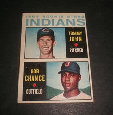 1964 INDIANS ROOKIE STARS TOPPS BASEBALL #146 - TOMMY JOHN & BOB CHANCE