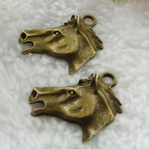 Free Ship 100 pcs bronze plated horse head charms pendant 30x25mm B245 - Afbeelding 1 van 4