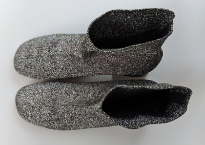 CELINE Womens Silver Glitter Knit Sock Boots Size 37 EU | 7 US | eBay