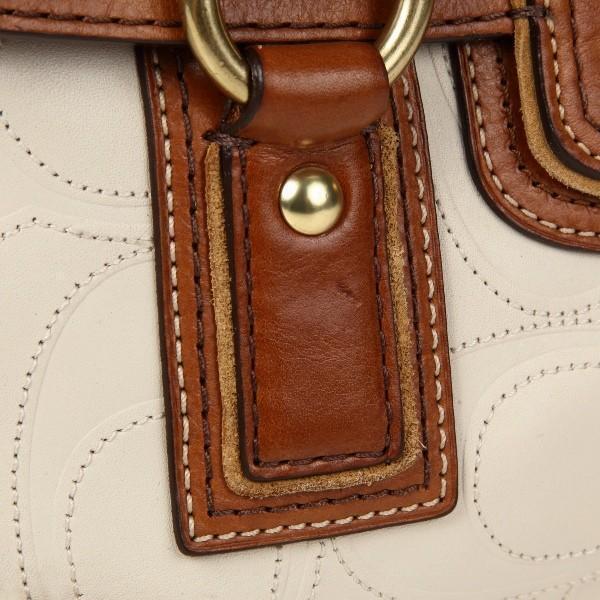 Coach bag outlet COACH tote leather tote bag 11332 ivory x brown eBay