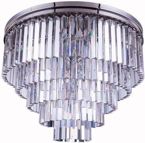 Flush-Mount Light SYDNEY Transitional 9-Light Mocha Brown Royal-Cut Crystal
