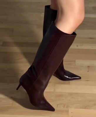 H&M Burgundy Knee-High Boots 1239736002 SIZE UK4, 5, 6,