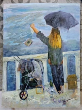 Homeless Vagrant Transient Bum Person Original Abstract Expressionist Painting