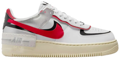 Nike W AF1 Air Force 1 Low White Red Metallic Silver Black FN6335-100 Women's 8