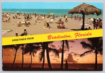 #ad Postcard Greetings From Bradenton Florida Beach Sunset $4.75