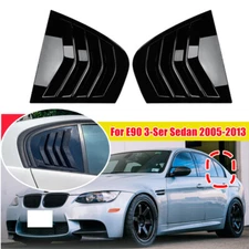 Glossy Black Rear Side Quarter Window Louver Cover For E90 3-Ser Sedan 2005-2013