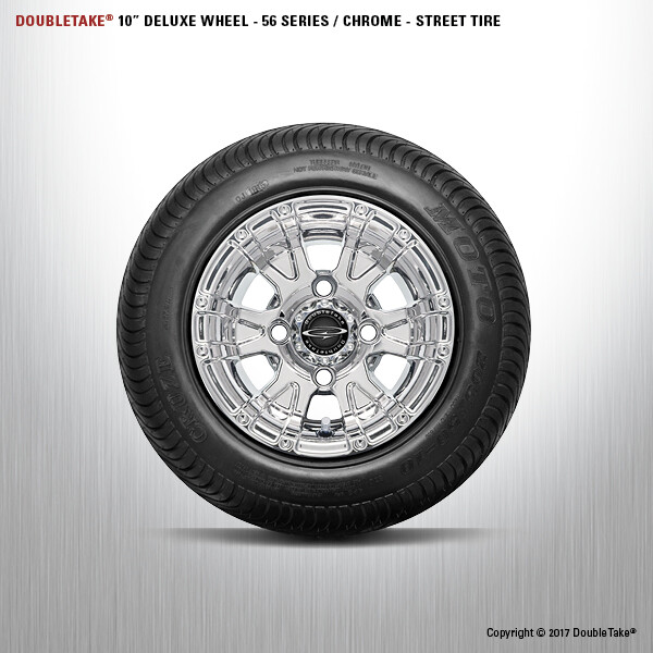 Set of 4 Double Take Chrome 56 series Wheel and Tire Club Car DS golf