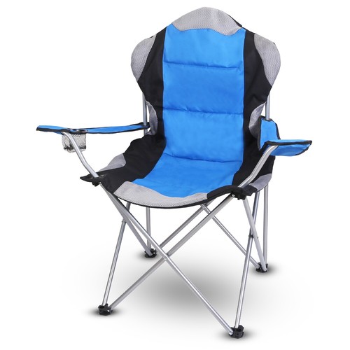 Foldable Camping Chair Heavy Duty Steel Outdoor Beach Chair w/ Cup Holder 330LBS - Picture 11 of 29