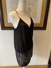 NWT Madison Marcus Little Black Mini Dress Tunic w/ Sequin Detailing Size Small