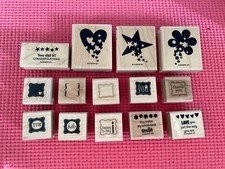 Stampin' Up 14 Piece Red Rubber Wood Mount Stamp Set Mixed Stamps