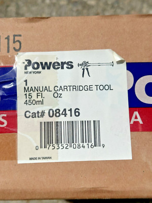 Powers Fasteners 08416 Cartridge System Manual Tool T308+ Epoxy System Box New