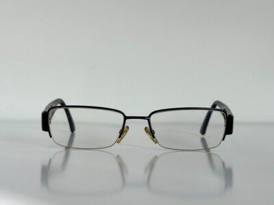 Gucci GG Half Rim Black Brown Eyeglasses Optical Frame 52-17-135